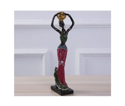 Statue Africaine Femme Tribale Vintage – Sculpture Résine Réaliste Exotique, Déco Maison Élégante Et Authentique