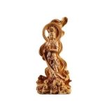 Statuette divinité Guan Yin en bois